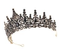 OHPHCALL Vintage Black Wedding Crown for Bride Rhinestone Headband with Floral and Foliage Design Zinc Alloy Hair Accessory for Special Occasion or Thanksgiving