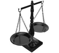 OHPHCALL Vintage Iron Balance Scale Decoration for Home and Office Rustic Black Metal Libra Scale with Storage Function Centerpiece for Living Room Decor