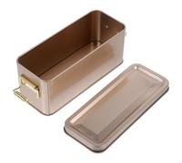 OHPHCALL Vintage Tinplate Storage Box with Lid for Cookies and Candy, Decorative Metal Biscuit Jar for Holiday Snack Organization, Gold Retro Candy Storage Container for Kitchen