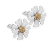 OHPHCALL Vintage White Daisy Earrings for Women Tiny Flower Studs with Silver Posts Daily Wear Accessories for Weddings Dates Parties and Giving