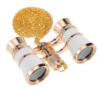 OHPHCALL Vintage White Opera Glasses Binoculars with Chain, Compact Mini Theater Telescope for Adults, Included Cotton Pouch for Sightseeing and Concert Use