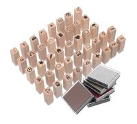 OHPHCALL Wooden Clay Stamps with Vintage Weather Designs for Journaling and Cards Making, Includes Five Colourful Ink Pads for DIY Scrapbooking and Household Project Management