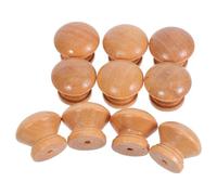 OHPHCALL Wooden Drawer Knobs with Comfortable Grip 10pcs Round Mushroom Shape Cabinet Handles Single Hole Pulls in Khaki Wood and Decorative Accessory for Dressers and Wardrobes