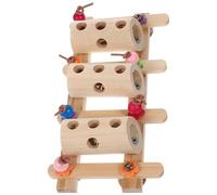 OHPHCALL Wooden Hanging Foraging Bucket Bird Food Feeder Nut for Parrot Cage Plaything