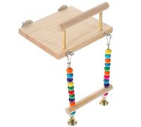 OHPHCALL Wooden Parrot Perch Stand with Bell, Natural Synthetic Material Bird Platform for Standing, Enhances Pet Activity Space, Suitable for Parrots and Birds in Cage Accessories