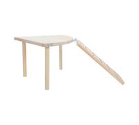 OHPHCALL Wooden Small Animal Resting Platform with Climbing Ladder for Hamster Cage, Khaki Corner Design, Safe and Comfortable Habitat Accessory for Home Layout