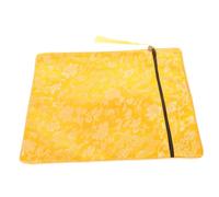 OHPHCALL Yellow Dragon Pattern Scripture Storage Bag Silk Organizer Pouch for Buddhist Books Documents Prayer Beads Pen Holder with Hand Carry Design for Secure Transport and Stylish