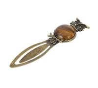 OHPHCALL Zinc Alloy Owl Shaped Bookmark with Natural Stone Gemstone, Decorative and Functional Book Mark for Students and Teachers, for Office and Family Reading