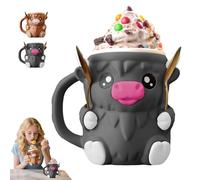Ohphnt Highland Cow Ice Cream Pint Holder,Ice Cream Pint Holder,3D Printed Leak Proof Beer Can Sleeve with Anti-Freeze Handle & 2 Spoons, Non-Slip Base Fits 16oz, Gift for Highland Cow Lovers-B