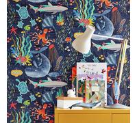 Ohpopsi Beneath The Waves Prussian Wallpaper