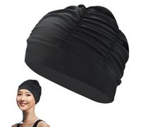 OHREN Adult Long Hair Cap, 1 Piece, Elastic and Comfortable, High Quality Made of Nylon, Women and Men, Superior Quality Silicone Swimming Cap, Pool Accessories (Black)