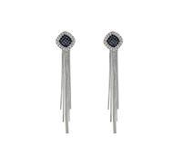 Ohrhänger Aus Sterlingsilber Für Damen Lange Kristallblumen-Quasten-Tropfen-Ohrringe für Frauen und Mädchen, Zirkonia, glänzende Rose, Kamelie, Fransenkette, Herren (Silver, One Size)