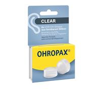 OHROPAX Clear Ear Plugs - Clear Mouldable Silicone Pre Ear Plugs - Ultra Low Profile - Suitable for All Ears - Sound Insulation Rating SNR 23dB - For Leisure, Study or Relaxing - Pack of 6