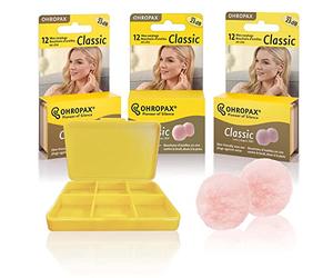 Ohropax Reusable Wax/Cotton Ear Plugs (36 Plugs Total)(1 Travel Carrying Case) - Ear Plugs for Sleeping Noise Cancelling, Swimming, Shooting Ear Protection, and a snoring Solution