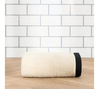 OHS 1 Piece Bath Towel, Ultra Soft 100% Cotton Highly Absorbent Quick-Dry Luxury Cream with Black Trim Bath Towel for Bathroom & Gym Luxury Spa Quality, 70x115cm