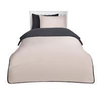 OHS 10.5 Tog Coverless Duvet Single, Reversible Quilted Duvet Bedding Washable Duvet Coverless Microfibre Super Soft Warm Comfy Single Camping Duvet, Black/Stone