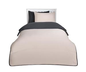 OHS 10.5 Tog Coverless Duvet Single - Reversible Quilted Bedding, Washable Microfibre Super Soft Warm Comfy for Camping, Black/Stone
