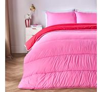 OHS 10.5 Tog Double Duvet, Reversible Coverless Duvet Soft Warm Microfibre Washable Comfortable for all Season Quilt Double Bed Duvet with 2 Pillowcases, Hot Pink/Red