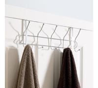 OHS 10 Over The Door Hooks Clothes Hanger Metal Towel Rail in Silver OHS Silver