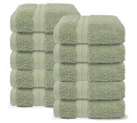 Ohs 10 Pack Of 100% Cotton Hand Towel, 50 X 80Cm - Sage Green