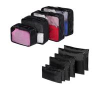 OHS 10 Piece Travel Bag Holdall Weekend Cabin Hand Luggage Zip Pouches in Black OHS Black