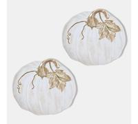 OHS 13 Inch Melamine Pumpkin Plates Autumn Serving Platters 2 Pack, Natural