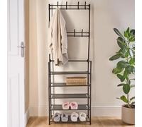 OHS 16 Hook Shelving Rack Storage Tier Unit Hallway Home Decor Wire Office Organiser in Black OHS Black
