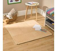OHS 18 Piece Foam Baby Play Mats, Teddy Fleece EVA Foam Interlocking Floor Tile Soft Thick Comfortable Floor Tile Matting for Children Play Crawl Puzzle Mat for Baby, Natural - 30 x 30cm