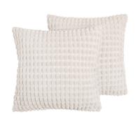 OHS 2 Pack Bobble Cushion Covers Home Decor Set in Cream | Size: 45 cm x 45 cm OHS Cream 45 cm x 45 cm