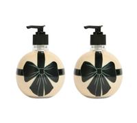 OHS 2 Pack Bow Bauble Pump Bottle Soap Dispenser Easy Refill Liquid, Mono