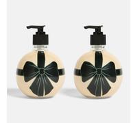 OHS 2 Pack Bow Bauble Pump Dispenser Bottles Refillable Containers in Black OHS Black