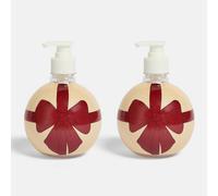 OHS 2 Pack Bow Bauble Pump Dispenser Bottles Refillable Containers in Red OHS Red