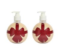 OHS 2 Pack Bow Bauble Soap Dispenser Pump Bottle Easy Refill Liquid, Red