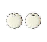 OHS 2 Pack Bow Scalloped Serving Plates 11 Inch Melamine Plates, Mono