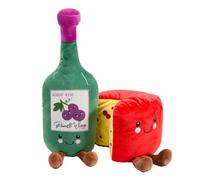 OHS 2 Pack Cheese & Wine Plush Microwavable Heat Pad Cuddly Toys, Green/Red | Heatable Heat Pad Microwave Hottie Hot or Cold for Cool Relaxation Warm Pain Relief Removable Cover Cute Soft Plushies