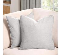 OHS 2 Pack Covers for Cushions Woven Texture Cushion with Hidden Zipper, Soft Linen Textured Design Pillow Covers For Sofa Bed Living Room, Silver-45x45cm
