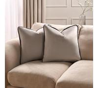 OHS 2 Pack Cushion Covers 45 x 45cm, Super Soft Matte Velvet Piped Edge Design Decorative Throw Pillow Covers with Hidden Zipper For Sofa Bed Livingroom, Grey
