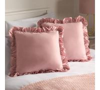 OHS 2 Pack Faux Linen Frill Cushion Cover, Blush - 45 X 45Cm