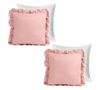 OHS 2 Pack Faux Linen Frill Filled Cushion Cover, Blush - 45 X 45Cm
