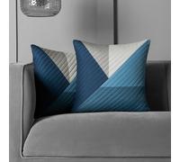 OHS 2 Pack Geometric Pinsonic Cushion Covers, Navy - 45 X 45Cm