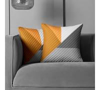 OHS 2 Pack Geometric Pinsonic Cushion Covers, Ochre - 45 X 45Cm