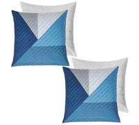 OHS 2 Pack Geometric Pinsonic Filled Cushion Covers, Navy - 45 X 45Cm