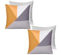 OHS 2 Pack Geometric Pinsonic Filled Cushion Covers, Ochre - 45 X 45Cm