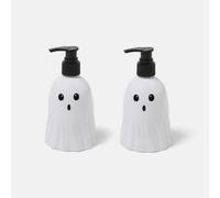 OHS 2 Pack Ghost Pump Dispenser Bottles Refillable Shampoo Containers in White OHS White