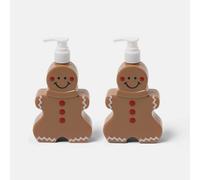 OHS 2 Pack Gingerbread Man Pump Dispenser Bottles Refillable Containers in Brown OHS Brown
