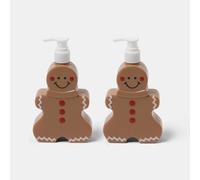 OHS 2 Pack Gingerbread Shaped Hand Soap Dispenser Pump Bottles, Brown | Christmas Decorations Plastic Handwash Dispenser Bottle Washing Up Liquid Dispenser Lotion Bottles with Pump Easy Refillable