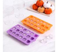 OHS 2 Pack Halloween Pumpkin Silicone Ice Cube Trays, Orange/Purple