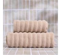 OHS 2 Pack Hand Towel for Bathroom, Super Soft 100% Cotton Highly Absorbent Ribbed Textured Weave Quick-Dry Hand Towels for Household Essentials, Natural-50x80cm