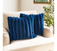 OHS 2 Pack Jumbo Soft Faux Fur Ribbed Decorative Square Cushion Covers