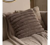 OHS 2 Pack Jumbo Soft Faux Fur Ribbed Decorative Square Cushion Covers in Medium Beige | Size: 45 cm x 45 cm OHS Medium Beige 45 cm x 45 cm